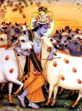 Cattle Cow Bull Painting - krishna cows large